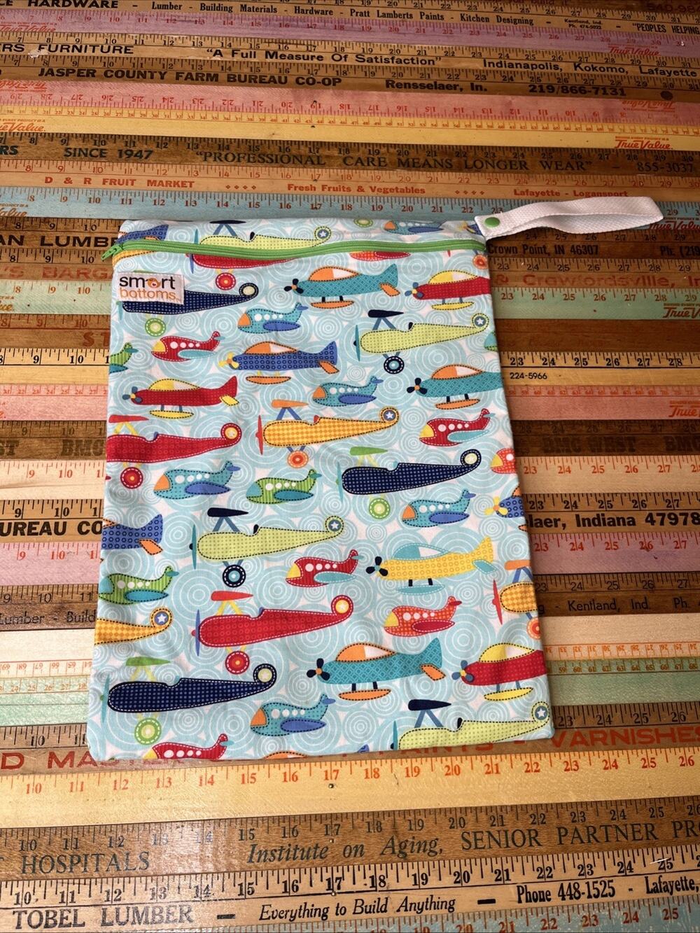 Smart Bottoms On The Go Wet Bag Airplane Print 11" x 15" Cloth Diaper Bag